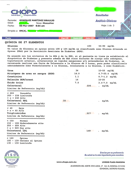 El analisis de sangre que le hicieron a nuez cuando se sentia polvoron, segunda parte